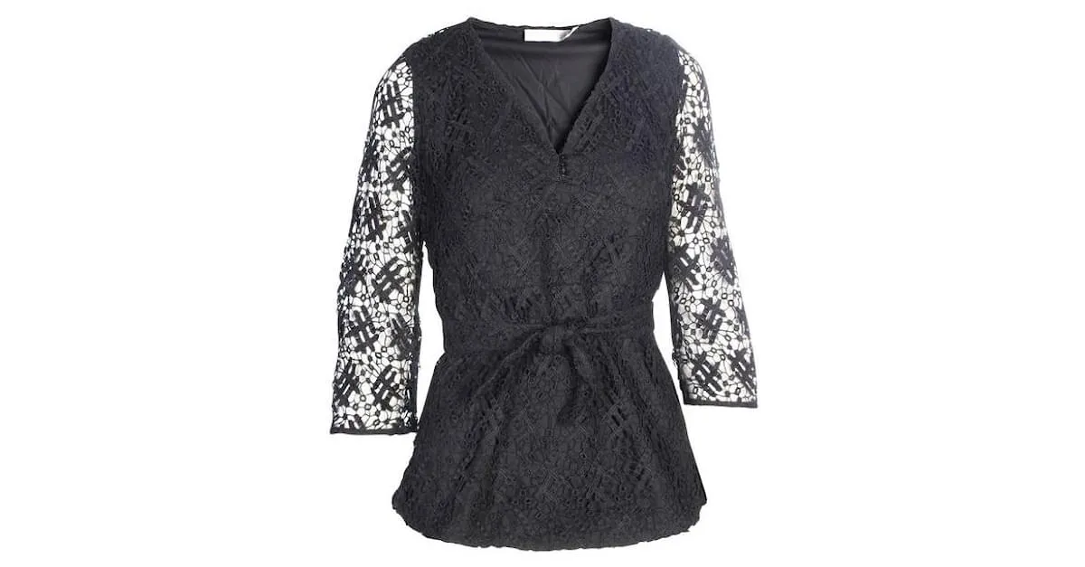 Autre Marque Top de encaje de DISEÑADOR CONTEMPORÁNEO Negro 