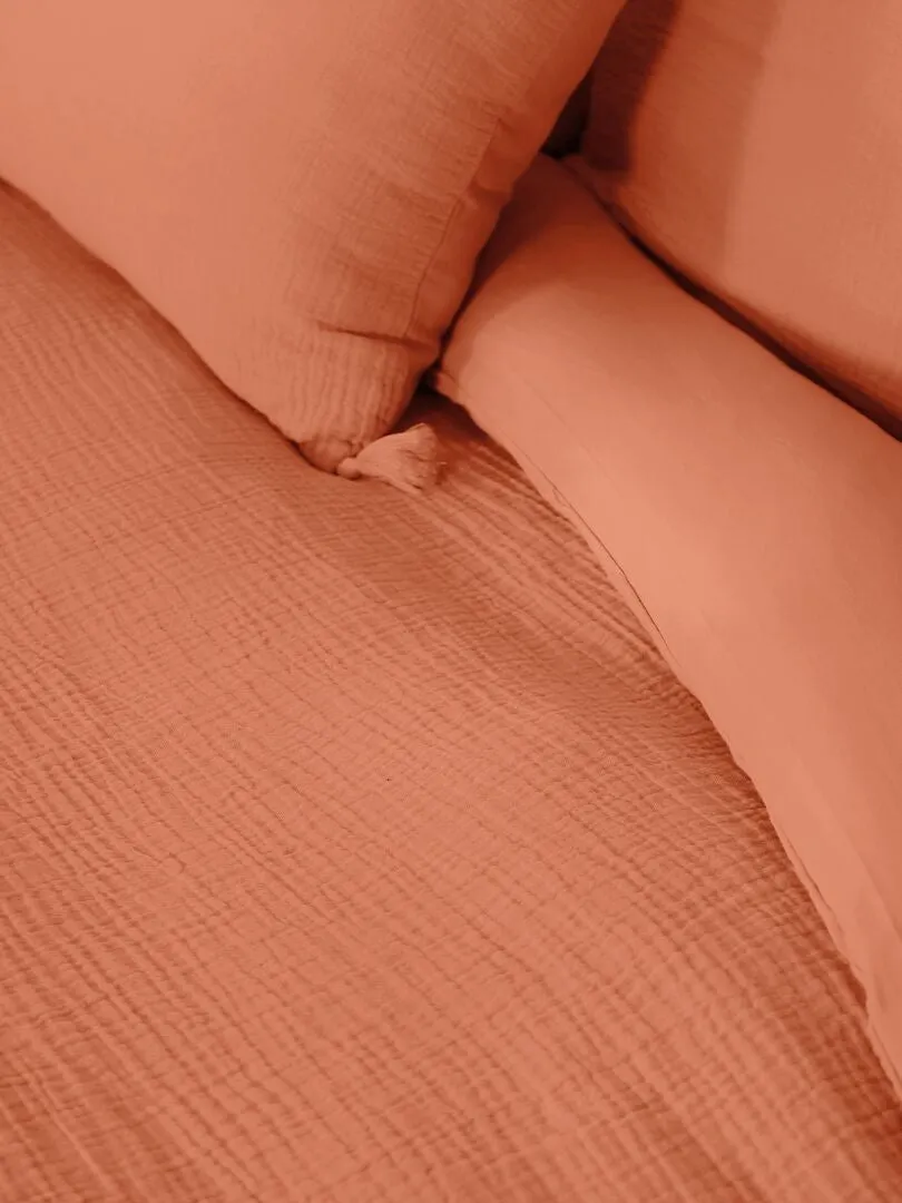 Juego de cama de gasa de algodón - MARRON