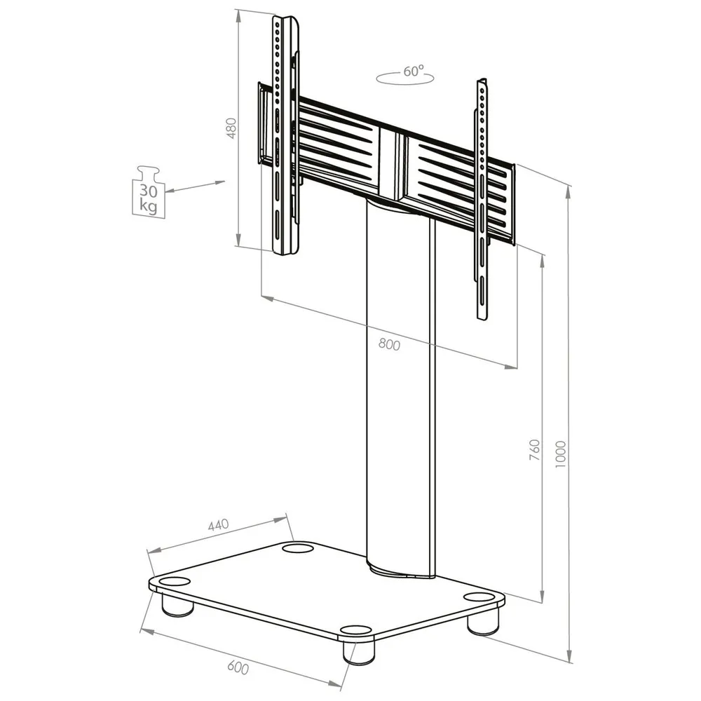 Soporte vertical de TV Tosal, plateado