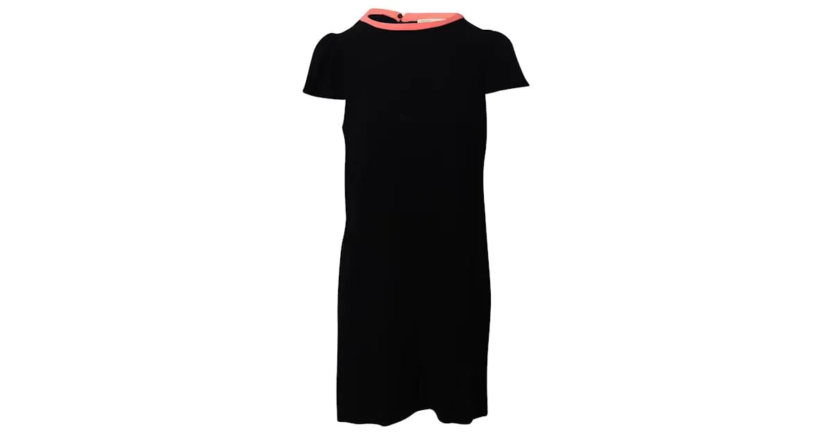 VESTIDO MAJE CON CUELLO EN CONTRASTE DE ACETATO NEGRO 