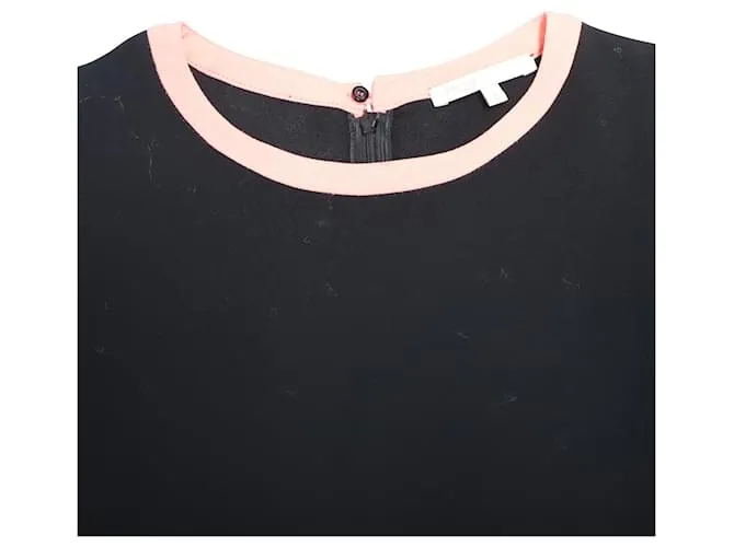 VESTIDO MAJE CON CUELLO EN CONTRASTE DE ACETATO NEGRO 