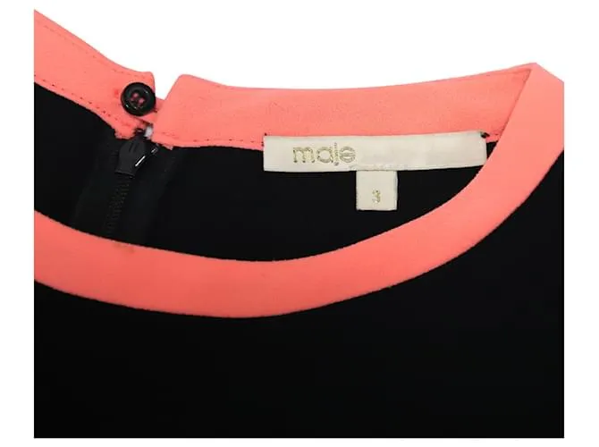 VESTIDO MAJE CON CUELLO EN CONTRASTE DE ACETATO NEGRO 