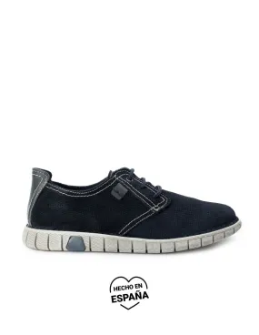 Zapatos Serraje Azul Suela Deportiva